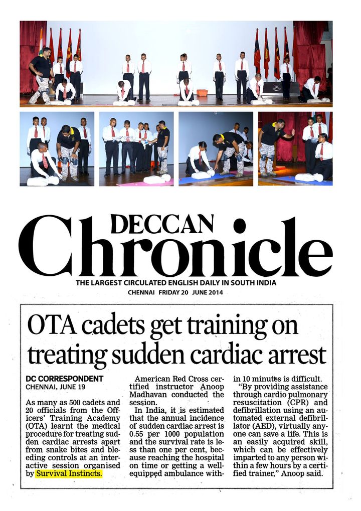 The Deccan Chronicle Chennai edition reported on June 20, 2014 that the Indian Army Officers Training Academy (OTA) had adopted a Survival Instincts training program. This innovative course was designed to help cadets develop their physical and mental strength in order to survive extreme conditions during war or combat situations. The curriculum includes activities such as rock climbing, rappelling down cliffsides, navigation through dense jungle terrain with minimal supplies and equipment, as well as learning how to build shelters from natural materials found around them. These skills are essential for army officers who may be called upon at any moment into dangerous environments where they must rely solely on their own instincts for survival.