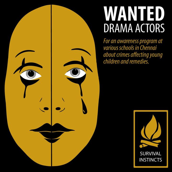 We are looking for drama actors to join our social project! This is a paid internship opportunity and the briefing will be held at our Chetpet office on Friday, 1800. If you're interested in being part of something special that could make an impact in society, this might just be your chance. Rehearsals may take place during weekends or evenings depending upon availability however these hours can also count towards internships requirements if needed. For more information about this exciting prospect please call 9176693015 today!