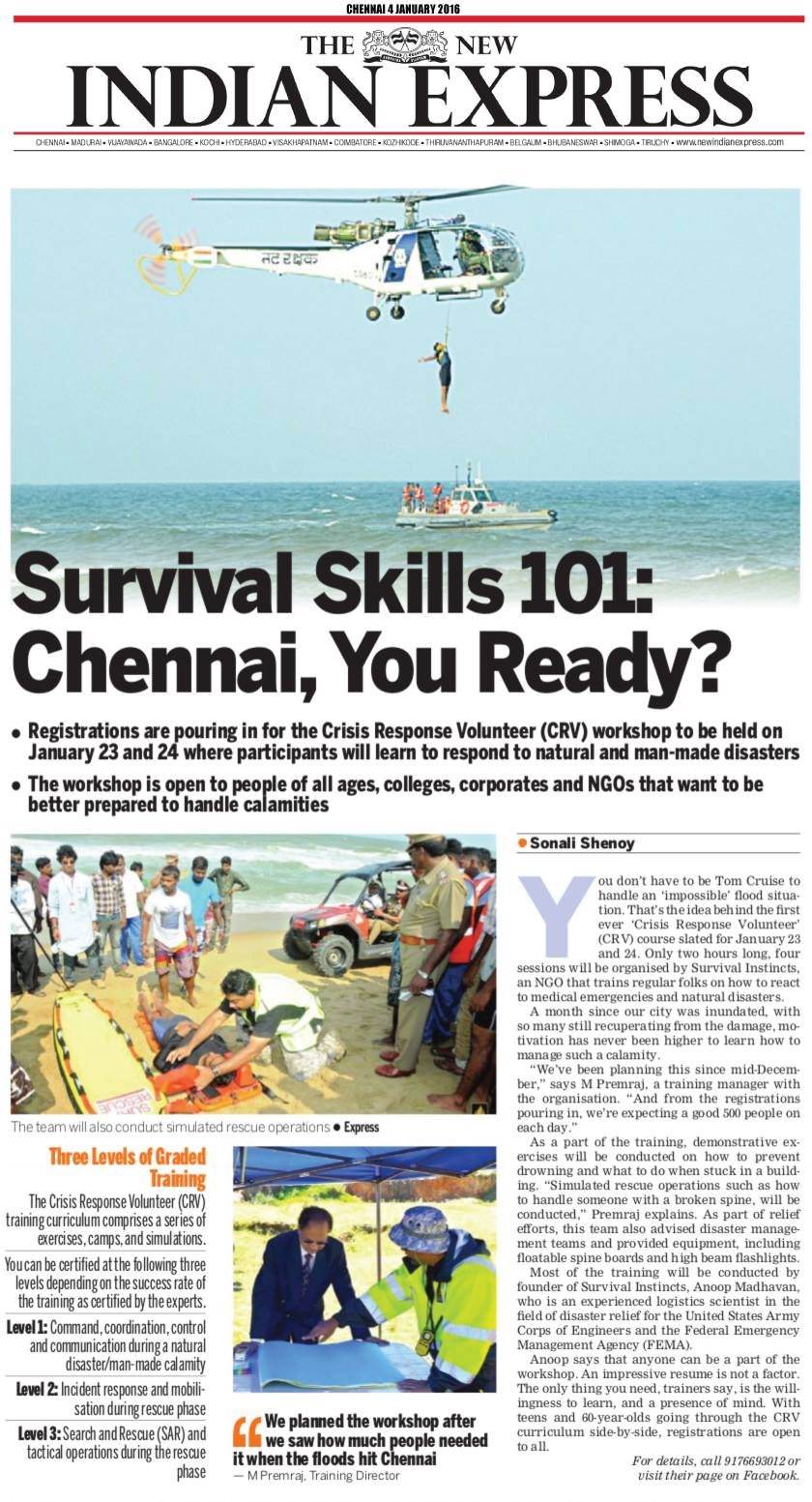 Register for Our Disaster Response Training Featured on Indian Express: Visit http: bit.ly si crv