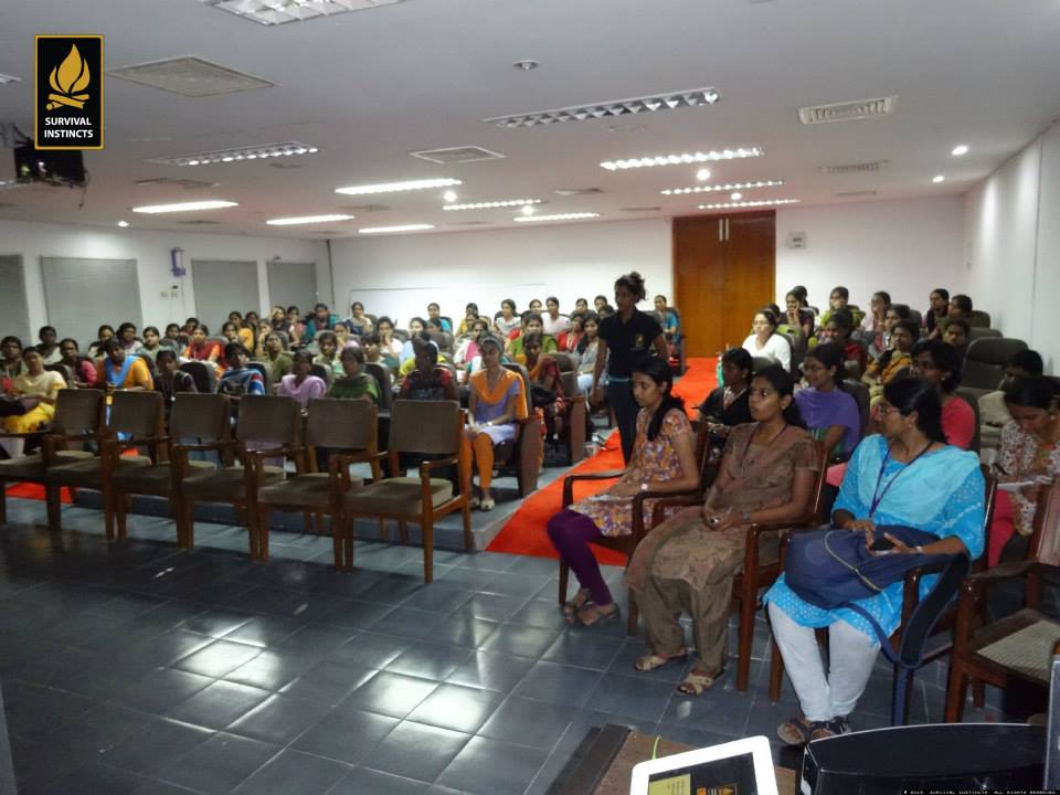 Women Enjoy Self Defense Session at Leading Technical University in Tamilnadu.