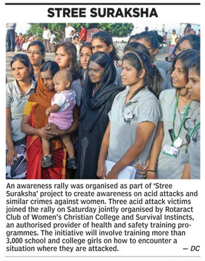 Rotaract Club of WCC Organizes Rally to Promote Stree Suraksha with Support from Survival Instincts .
